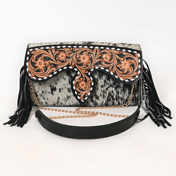 American Darling Crossbody Hand Tooled Hair On Genuine Leather Women Bag Western Handbag Purse